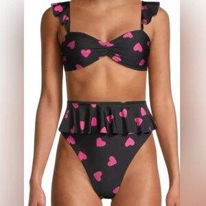 BEACH RIOT poppy Valentine's Day heart ruffle bikini top
